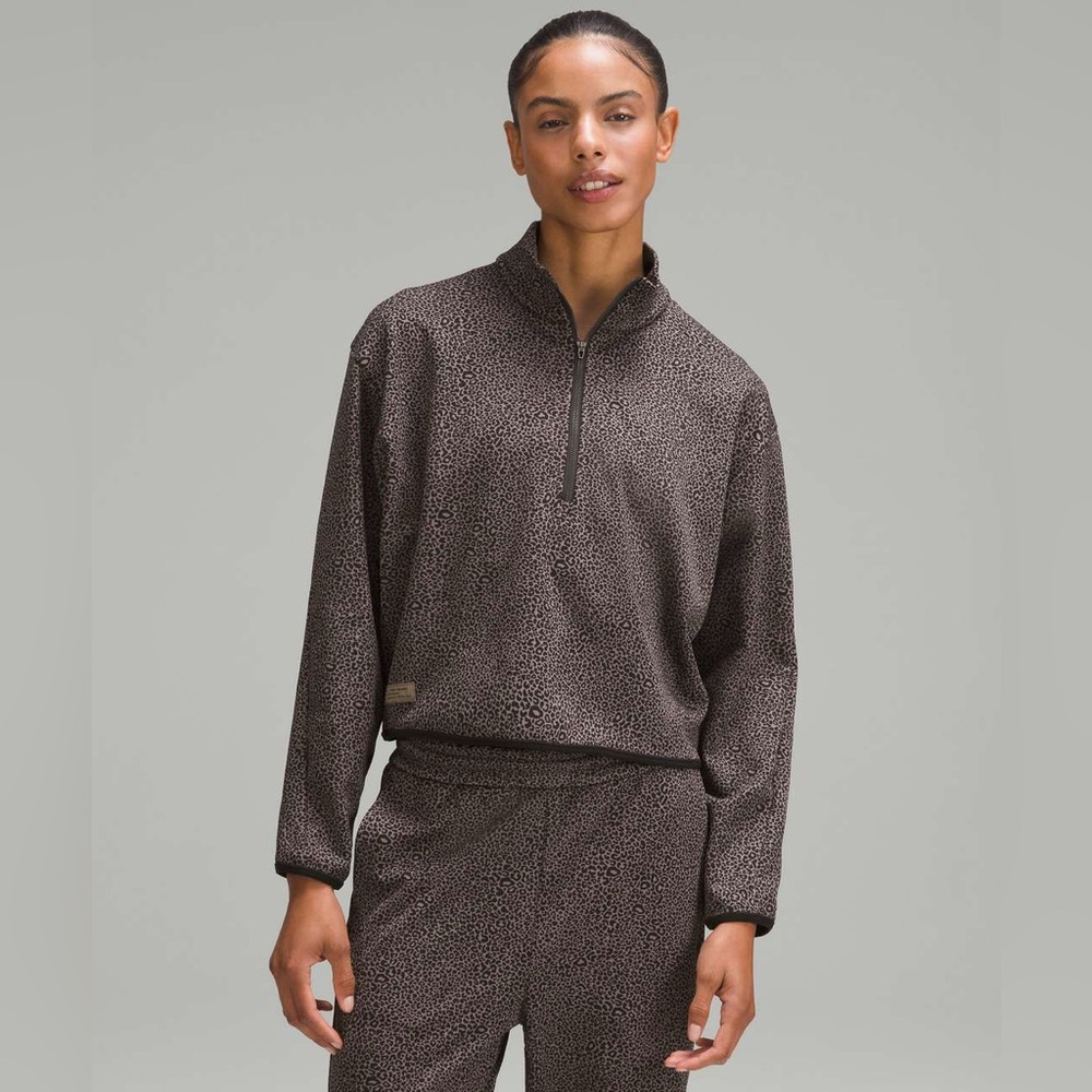 Lululemon Lab Double-Knit Jacquard Half Zip Sweatshirt Crop Jacket Size 10